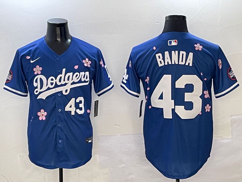 Men Los Angeles Dodgers #43 Banda Blue Sakura Edition 2025 Nike MLB Jersey style 2->los angeles dodgers->MLB Jersey